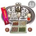 Silver Laxmi Puja Hamper with Dry Fruits for Diwali 