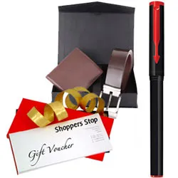 Mind Blowing Combo of Shoppers Stop Gift Voucher worth Rs.1000, Parkar Beta Pen and Box of Wallet N Belt