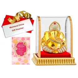 Divine Gift of Vighnesh Idol with Anniversary Card & Mainland China Voucher