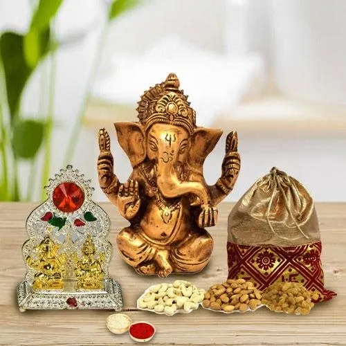 Divine Vinayak Murti with Mandap N Dry Fruits Potli