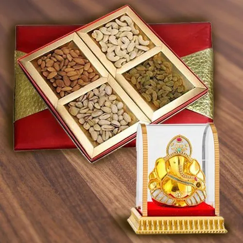 Deliver Box of Dry Fruits with Ganesha Idol