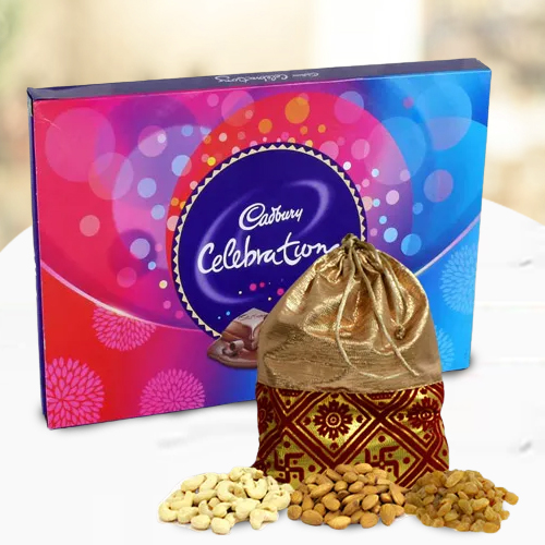 Send Dry Fruits Potli with Cadbury Celebrations Pack