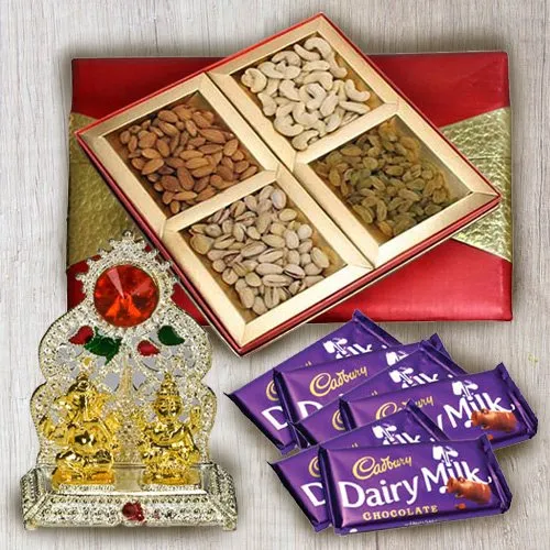 Shop for Mixed Dry Fruits with Chocolates and Ganesh Mandap