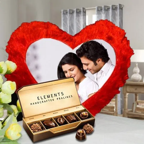 Shop for ITC Chocolates with Heart Shaped Personalized Cushion