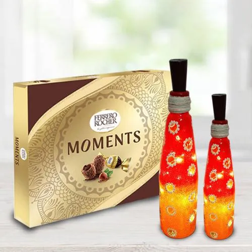 Outstanding Bottle Art Lamp Set with Ferrero Rocher Chocolate