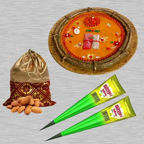 Karwa Chauth Sargi Pooja Thali, Helbal Mehndi N Crunchy Almonds