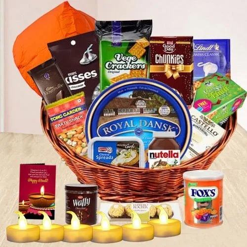 Amazing Cookies Chocolates Crackers Cheese Spread N Assortments Diwali Gift Basket