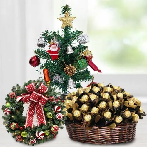 Tasty Ferrero Rocher Chocolates arranged in Basket