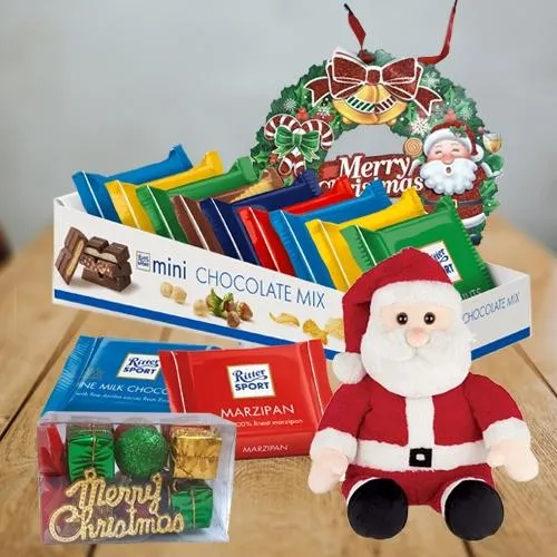 Wonderful Ritter Sport Chocos with Santa Claus Soft Toy N Wreath