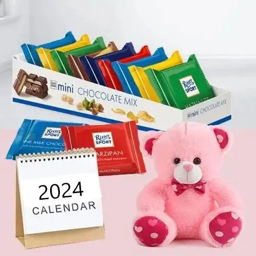 Marvelous Ritter Sport Chocos with 6 inch Teddy N Desk Calender