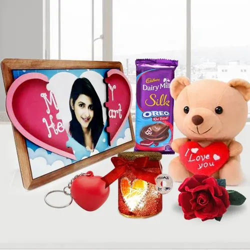 Ravishing Magnetic Heart, Handmade Chocolates n Candles Gift Combo for your Valentine