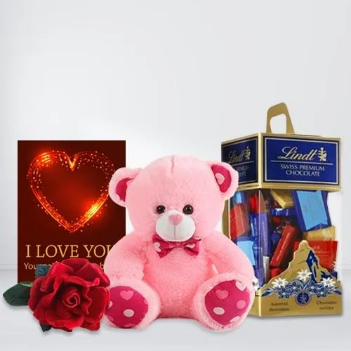 Mesmerizing Chocolate Gift Pack with Rose N Teddy for BF
