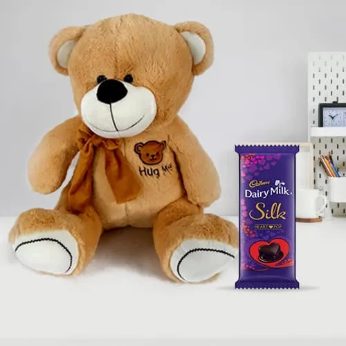Wonderful Teddy with Chocolate for Kids Bday