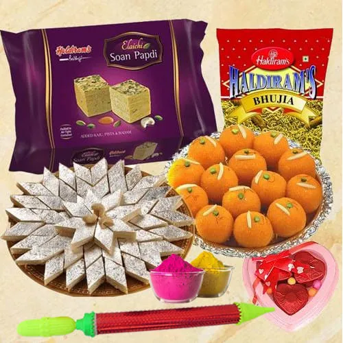 Luscious Sweets n Namkeen Gift Combo for Holi