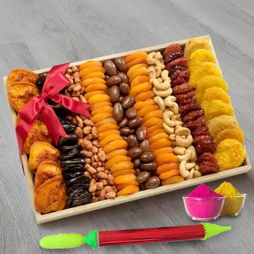 Yummy Dry Fruits n Nuts Gift Tray for Holi
