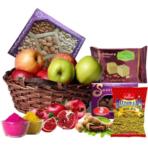 Sumptuous Fresh Fruits n Assortments Gift Basket for Holi