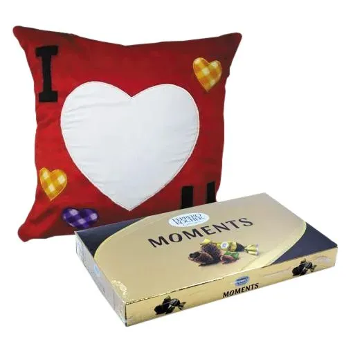 Alluring Personalized ILU Velvety Cushion with Ferrero Rocher
