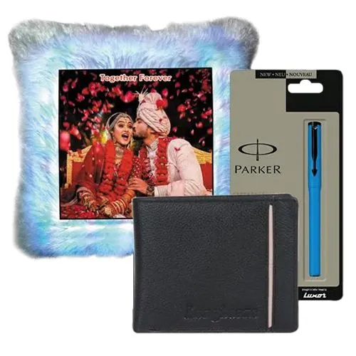 Stunning Personalized LED Cushion with Wallet n Pen for Hubby