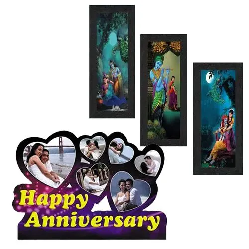 Lovely Personalized Happy Anniversary N Radha Krishna Photo Frames