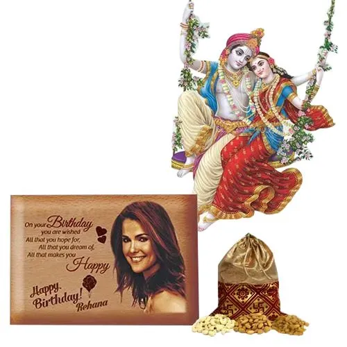 Brilliant Personalized Love Frame Radha Krishna Sticker n Dry Fruits