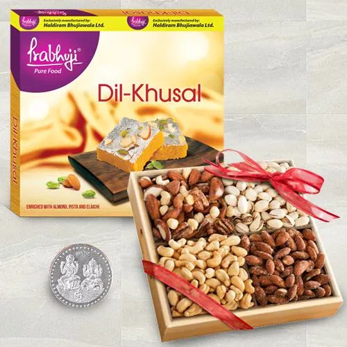 Classy Combo of Haldiram Mithai n Dry Fruits, Free Coin