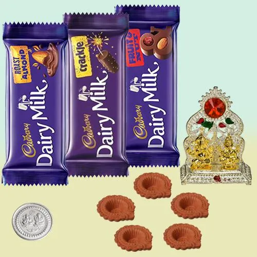 Luscious Cadbury Chocolates with Laxmi Ganesh Mandap Free Coin n Diya