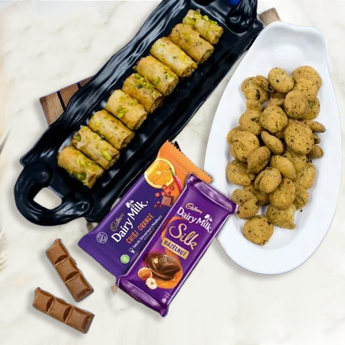 Awesome Selection of Roll Baklava with Cadbury Chocolates n Haldiram Snacks