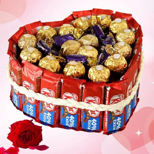 Magnificent Choco Delight Heart Shape Bouquet