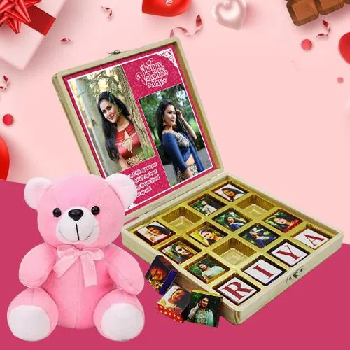 Enticing Gift of Customized Chocolate Box with Heart Teddy