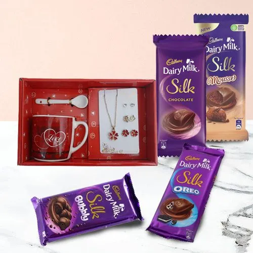Amazing Combo of Love Mug with Jewelry n Cadbury Chocolates