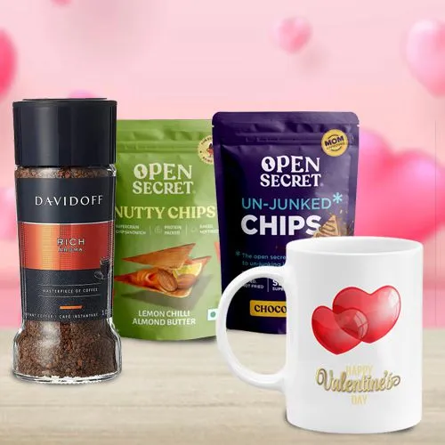 V day Gift of Coffee Mug Instant Coffee n Open Secret Chips
