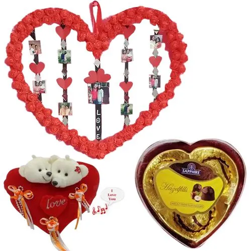 Singing Heart with Personalized Handmade Photo Frame n Sapphire Chocolates