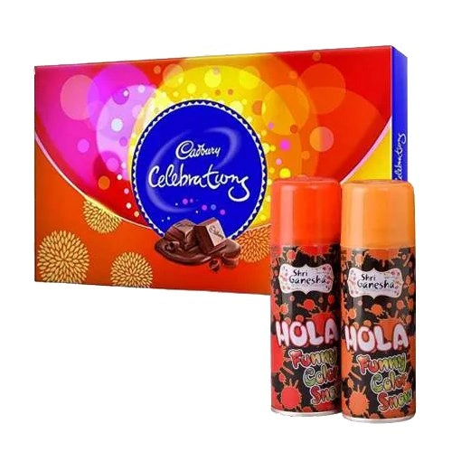 Splendid Holi Gift of Cadbury Chocolates n Color Shots