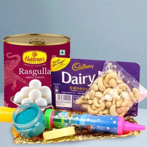 Amazing Haldiram Rasgulla n Cadbury Chocolates with Nuts  N  Holi Accessories