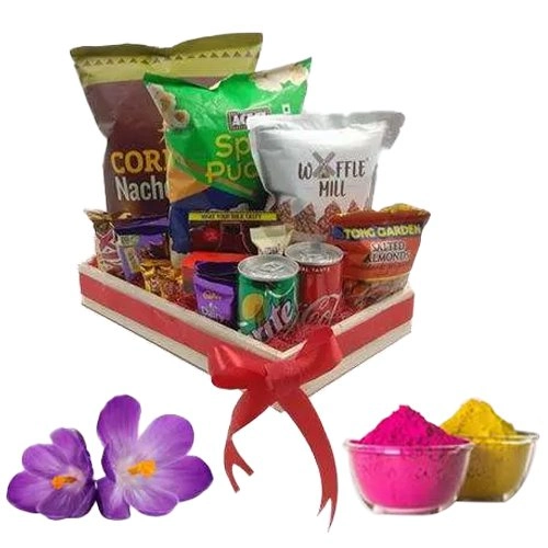 Awesome Connoisseurs Selection Hamper with Herbal Gulal for Holi