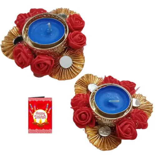 Eye-Catching Set of Zardosi Diyas