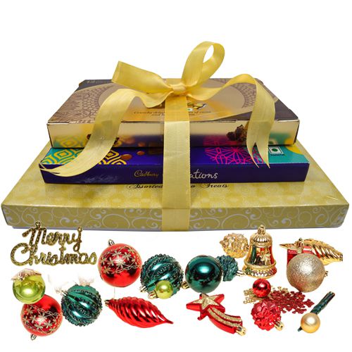Sumptuous Chocolate Tower Gift with Xmas Decorations
