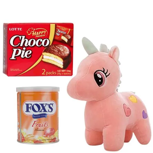 Marvelous Gift Hamper for Unicorn Soft Toy N Chocolates
