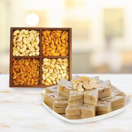 Sending Assorted Dry fruits with Haldiram Kaju Katli