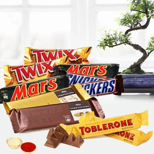 Delicous Chocolate Bars Hamper with free Roli Tilak and Chawal