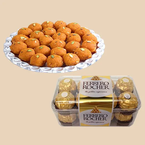 Online Deliver Combo of Haldirams Laddoo and Ferrero Chocolates