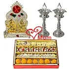 Designer and Pious Puja Hamper with Sweets