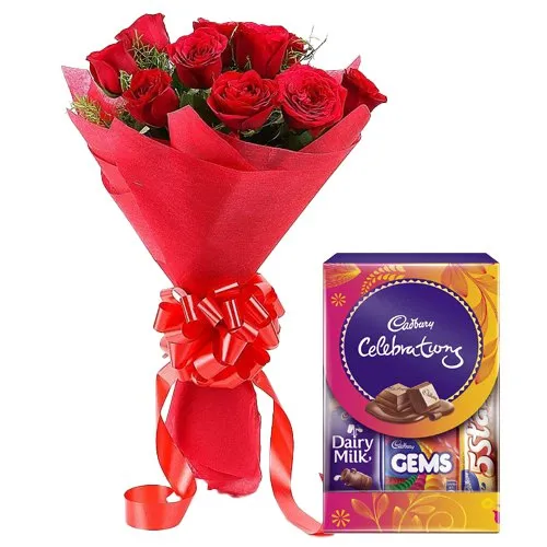 Cadbury Mini Celebrations Pack N Red Roses Bunch