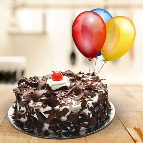 Delicious Black Forest Cake with Balloons