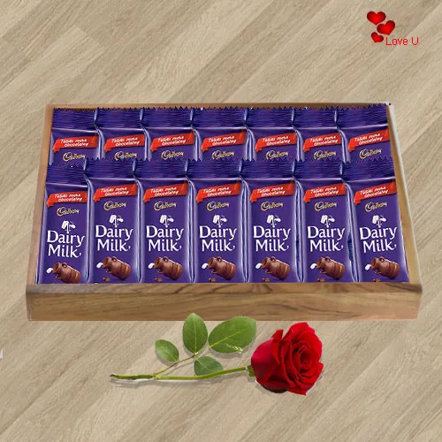 Deliver Online Combo of Dairy Milk Chocolates N Red Rose