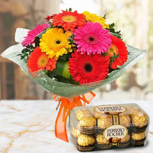 Order Ferrero Chocolate and Mixed Gerbera Bouquet 