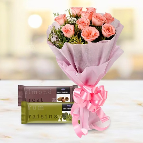 Deliver Roses Bouquet with Cadbury Chocolates