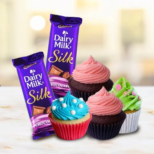 Cup Cakes N Cadbury Silk Combo