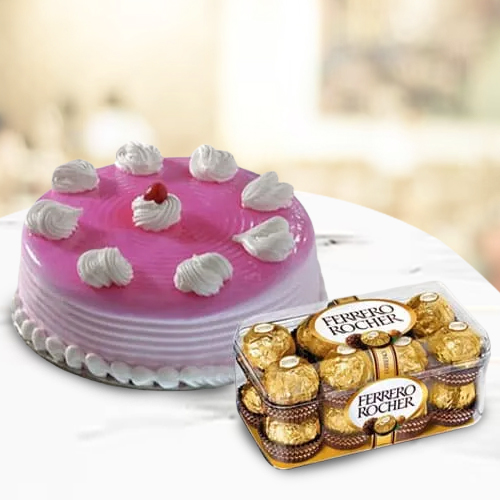 Order Birthday Strawberry Cake with Ferrero Rocher Chocolate for Birthday