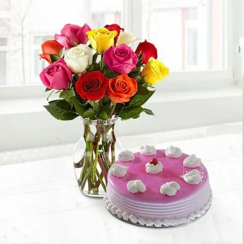 Tempting Cake n Roses for Mom